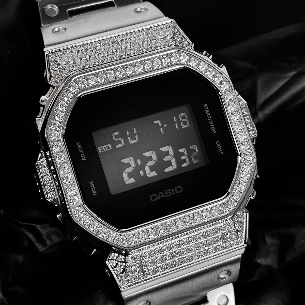Relógio Cravejado Casio Cristalian Edition – com Brilhantes VVS+ Pulseira Inox Premium