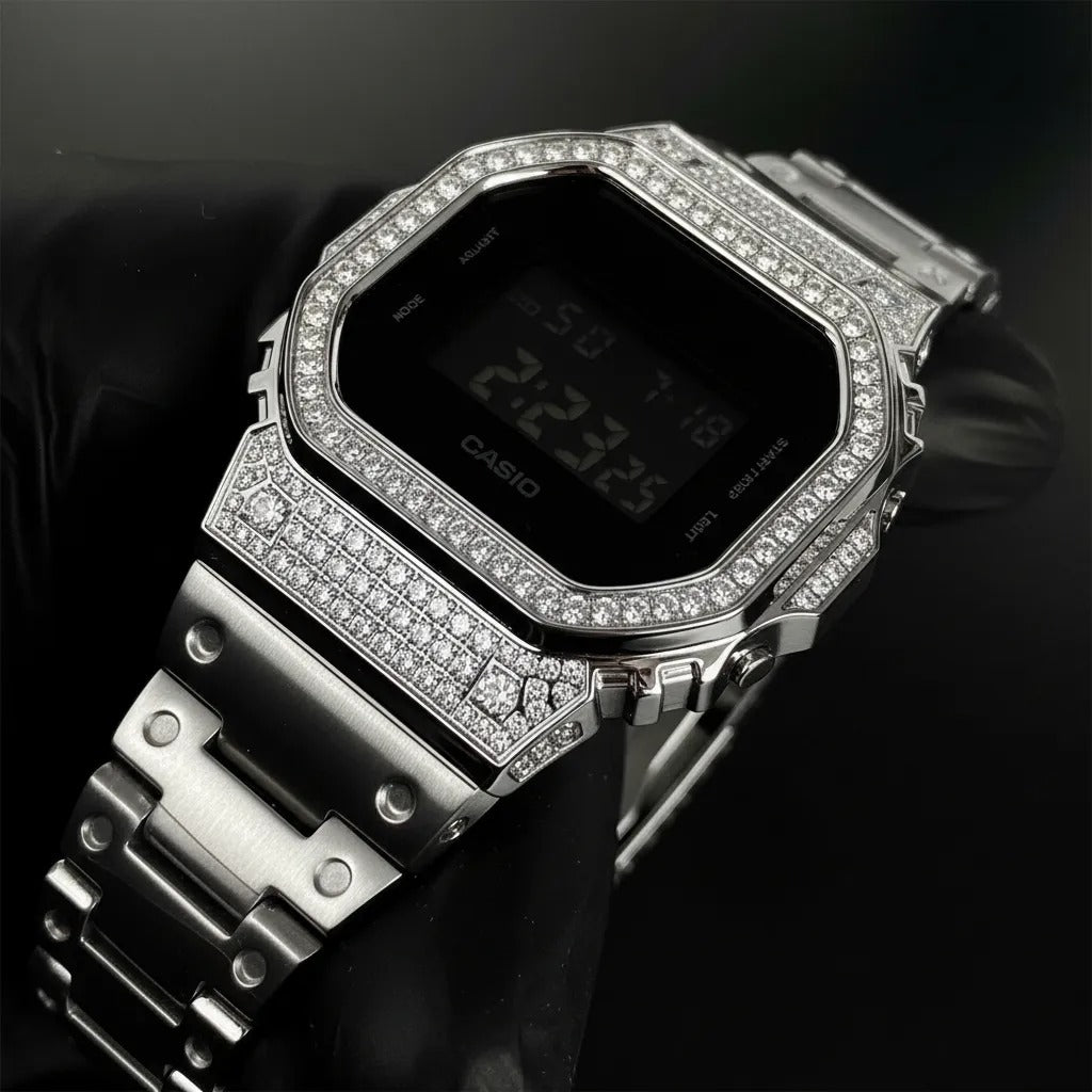 Relógio Cravejado Casio Cristalian Edition – com Brilhantes VVS+ Pulseira Inox Premium