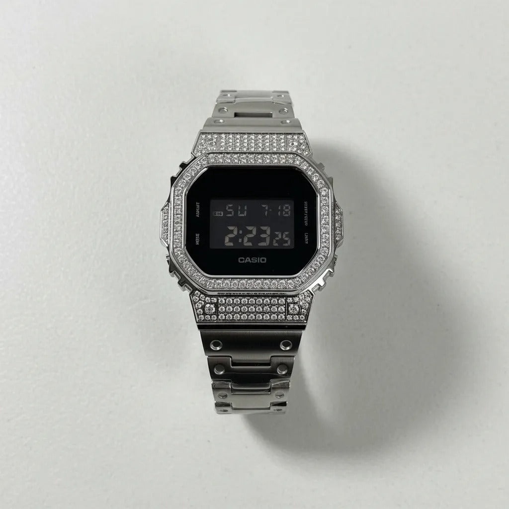 Relógio Cravejado Casio Cristalian Edition – com Brilhantes VVS+ Pulseira Inox Premium
