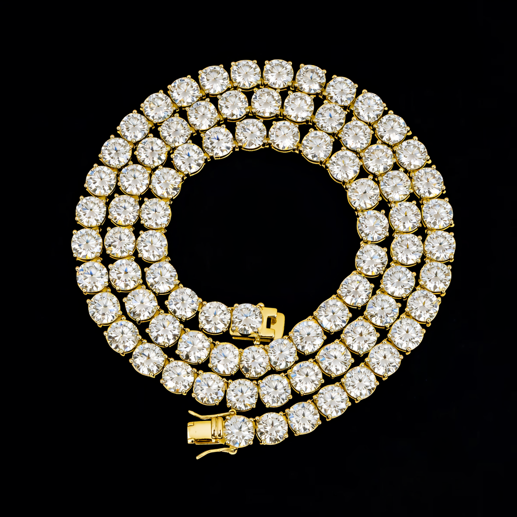 Corrente Cravejada Ouro 18k - Diamantes 6mm