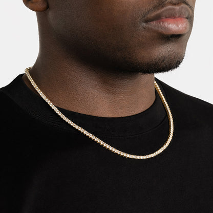 Corrente Cravejada Ouro 18k - Diamantes 3mm