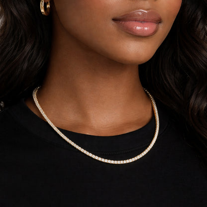 Corrente Cravejada Ouro 18k - Diamantes 3mm