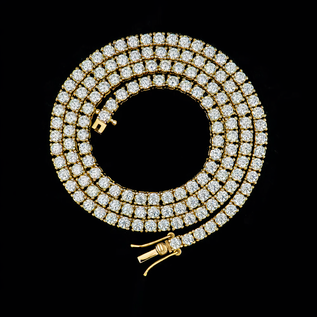 Corrente Cravejada Ouro 18k - Diamantes 3mm