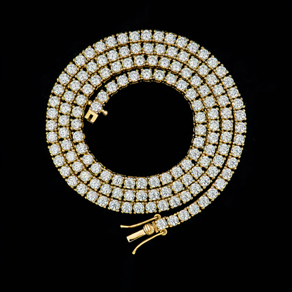 Corrente Cravejada Ouro 18k - Diamantes 3mm