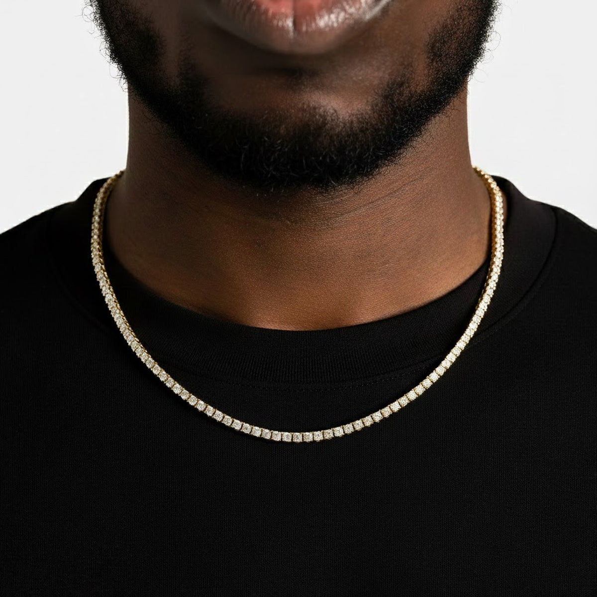 Corrente Cravejada Ouro 18k - Diamantes 3mm