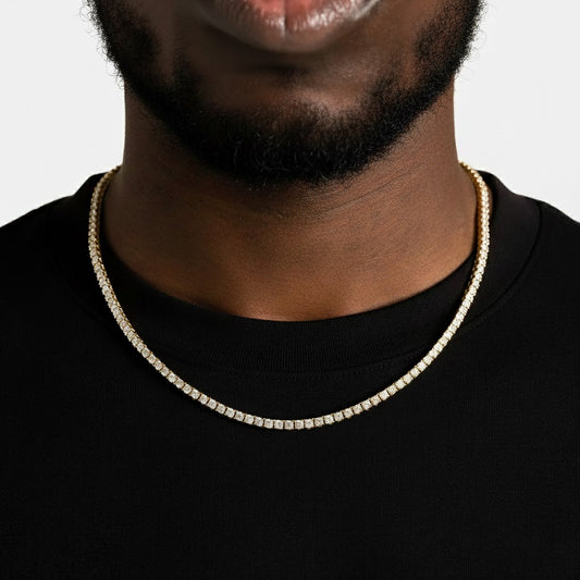 Corrente Cravejada Ouro 18k - Diamantes 3mm