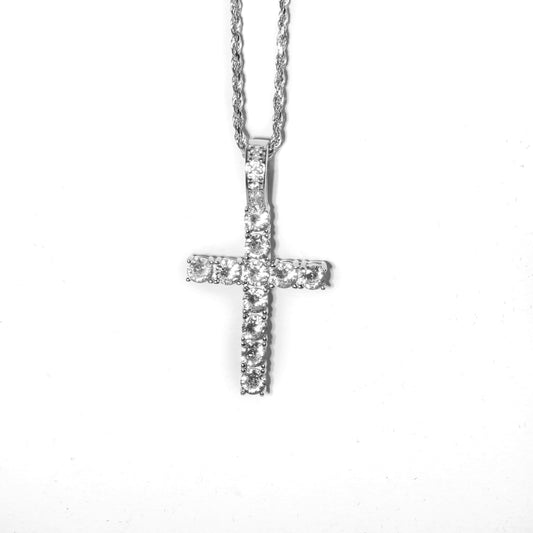 Pingente Cravejado Cruz - Prata 925 Legítima