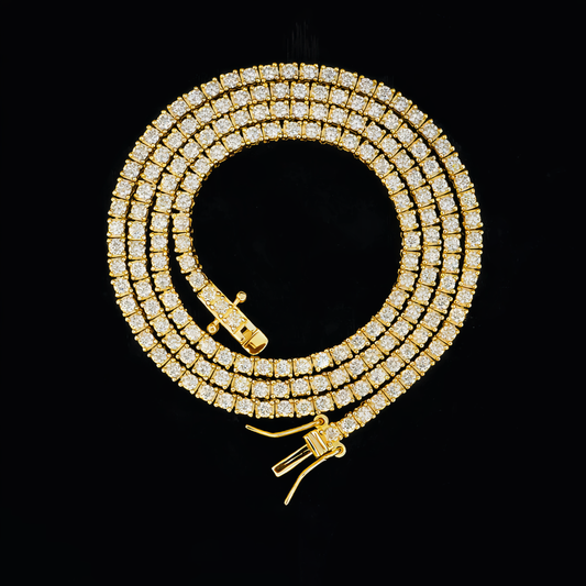 Corrente Cravejada Ouro 18k - Diamantes 2mm