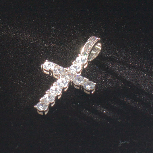 Pingente Cravejado Cruz - Prata 925 Legítima