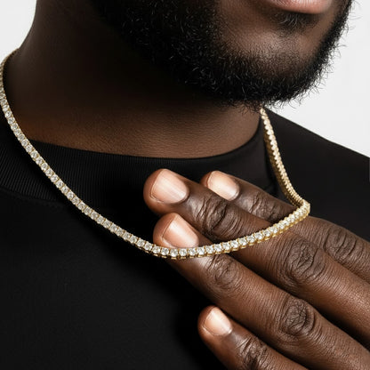 Corrente Cravejada Ouro 18k - Diamantes 3mm