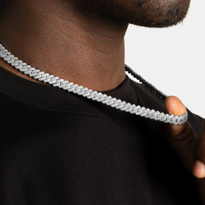 Corrente Cravejada Cubana "Boss" Prata 925 Legítima 10mm