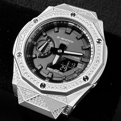 Relógio Cravejado "G-Shock Big Bang" Brilhantes VVS+ Pulseira Preta - Personalizado