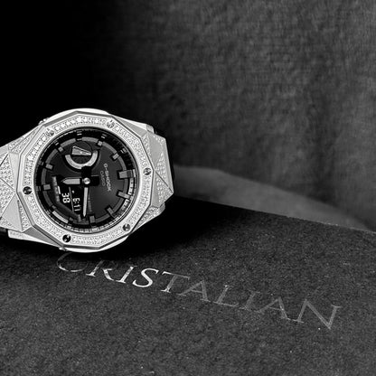 Relógio Cravejado "G-Shock Big Bang" Brilhantes VVS+ Pulseira Preta - Personalizado