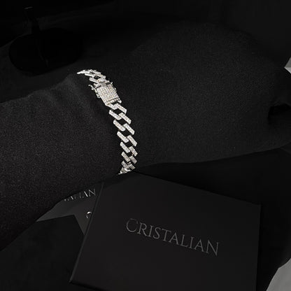 Pulseira Cravejada "KEEF" Cubana 10mm - Prata 925 - Brilhantes Flawless (VVS+)