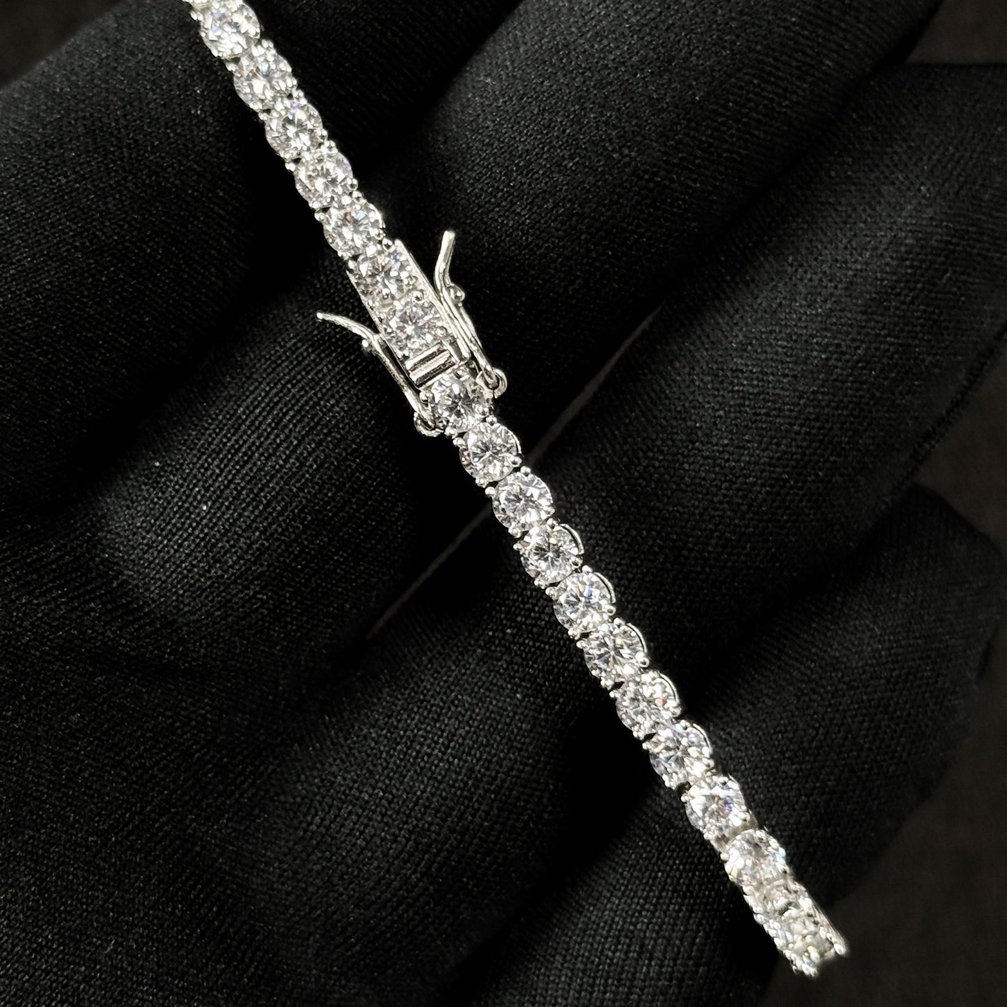 Pulseira Cravejada Premium Prata 925 Legítima - 4mm