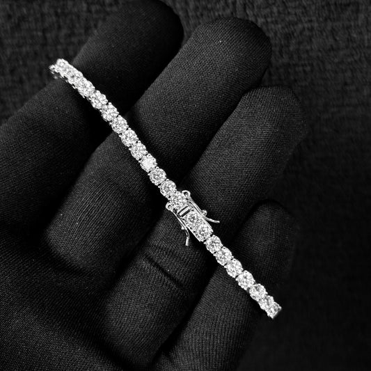 Pulseira Cravejada Premium Prata 925 Legítima - 4mm