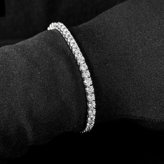 Pulseira Cravejada Premium Prata 925 Legítima - 4mm