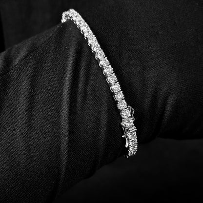 Pulseira Cravejada Premium Prata 925 Legítima - 4mm