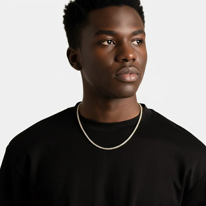 Corrente Cravejada Ouro 18k - Diamantes 3mm