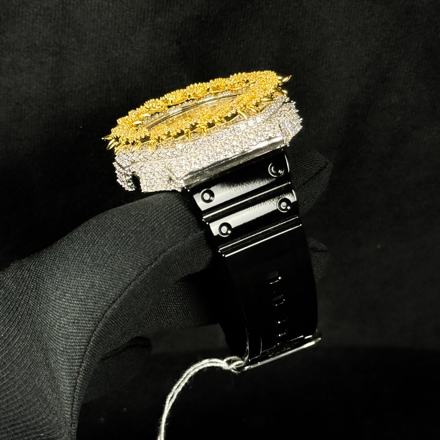 Relógio Cravejado Dourado Prata Legítima "Gold Bless" Brilhantes