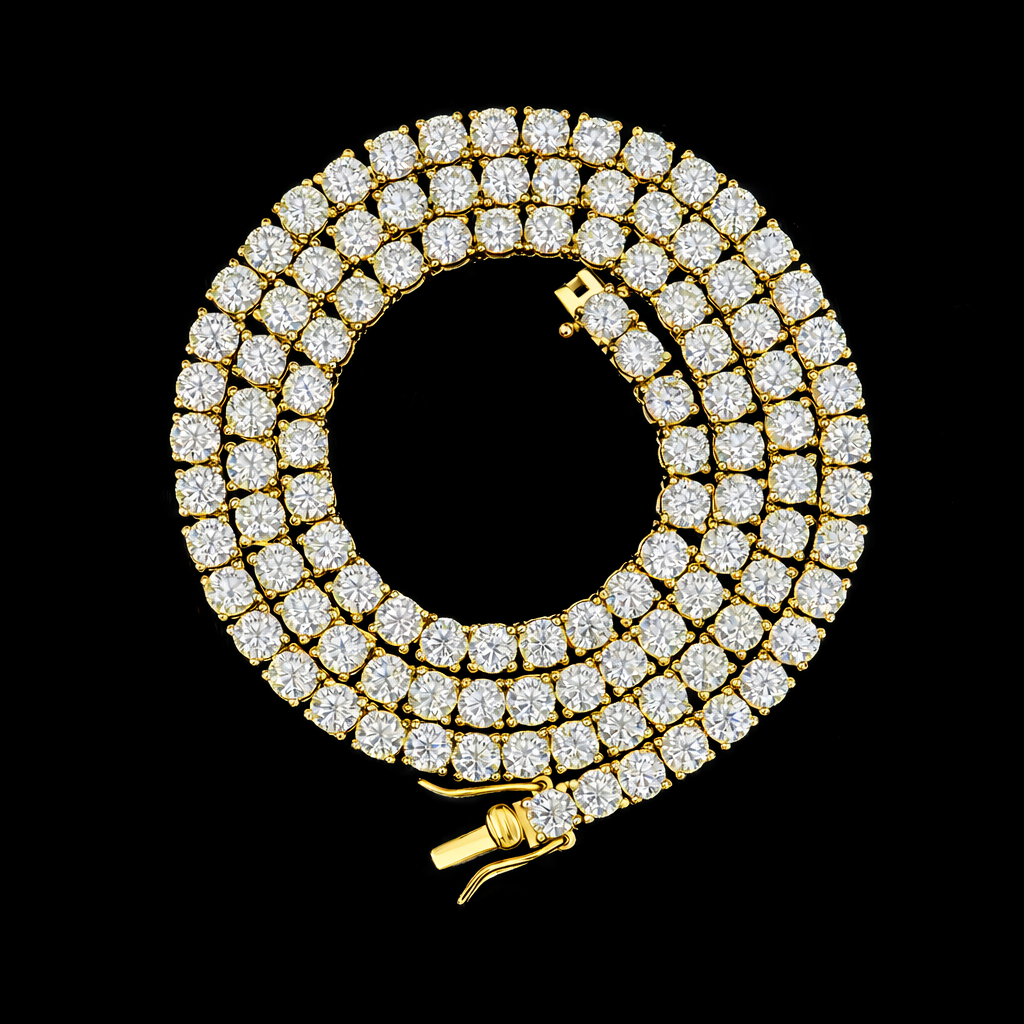 Corrente Cravejada Ouro 18k - Diamantes 4mm