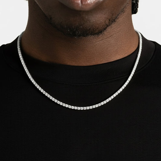 Corrente Cravejada Premium Prata 925 Legítima - 4MM